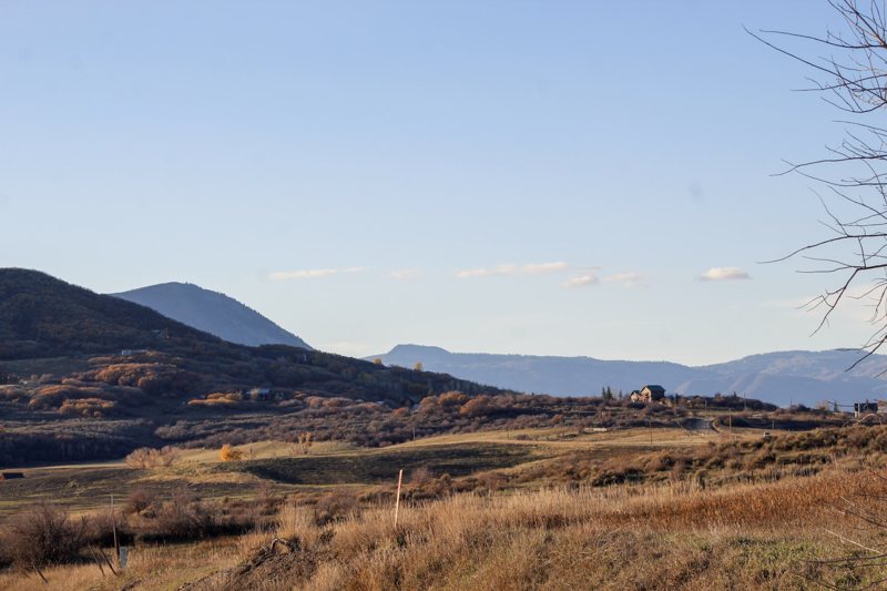 Rolling hills and distant ridges at golden hour